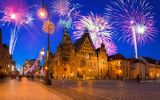Breslau mit Silvesterfeuerwerk