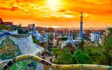 Park Guell mit Sonnenuntergang