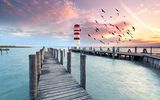 Abend am Neusiedler See, Leuchtturm im Sonnenuntergang