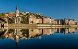 Blick von der Rhone auf Lyon