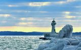 Leuchtturm auf der Insel Rügen im Winter