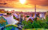 Barcelona, Park Guell bei Sonnenuntergang