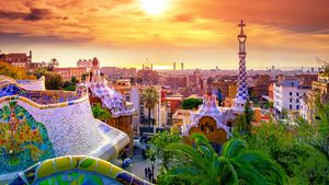 Barcelona, Park Guell bei Sonnenuntergang
