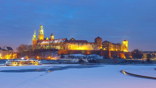 Krakau, Wawel-Schloss im Winter