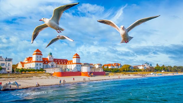 Binz auf Rügen, Strand und Kurhaus