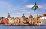 Stockholm mit Schwedenflagge