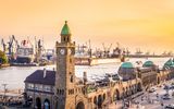 Hamburg Landungsbrücken Sonnenuntergang