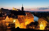 Bamberg, Stadtansicht mit Altem Rathaus und Kloster St. Michael
