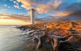 Swinemünde, Leuchtturm mit Sonnenuntergang