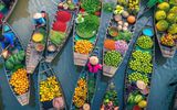 Schwimmender Markt im Mekong-Delta