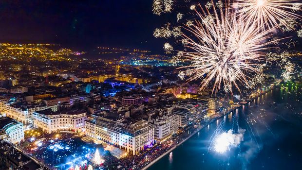 Aristoteles Platz in Thessaloniki an Silvester