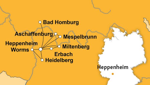  Reiseroute an der Neckar