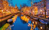 Amsterdam, Kanal zu Weihnachten