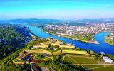 Koblenz, Festung Ehrenbreitstein und Moselmündung in den Rhein