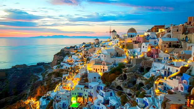 Santorin bei Sonnenuntergang