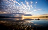 Starnberger See, Bernried, Abendstimmung mit Boot