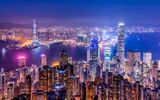 Nachtskyline Hong Kong